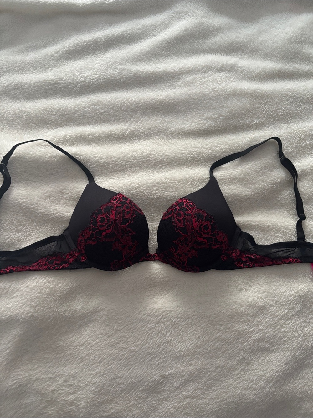 La Senza Hello Sugar - Black & Red Lace Push-Up Bra